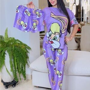 Purple Cartoon Character  Pajamas New